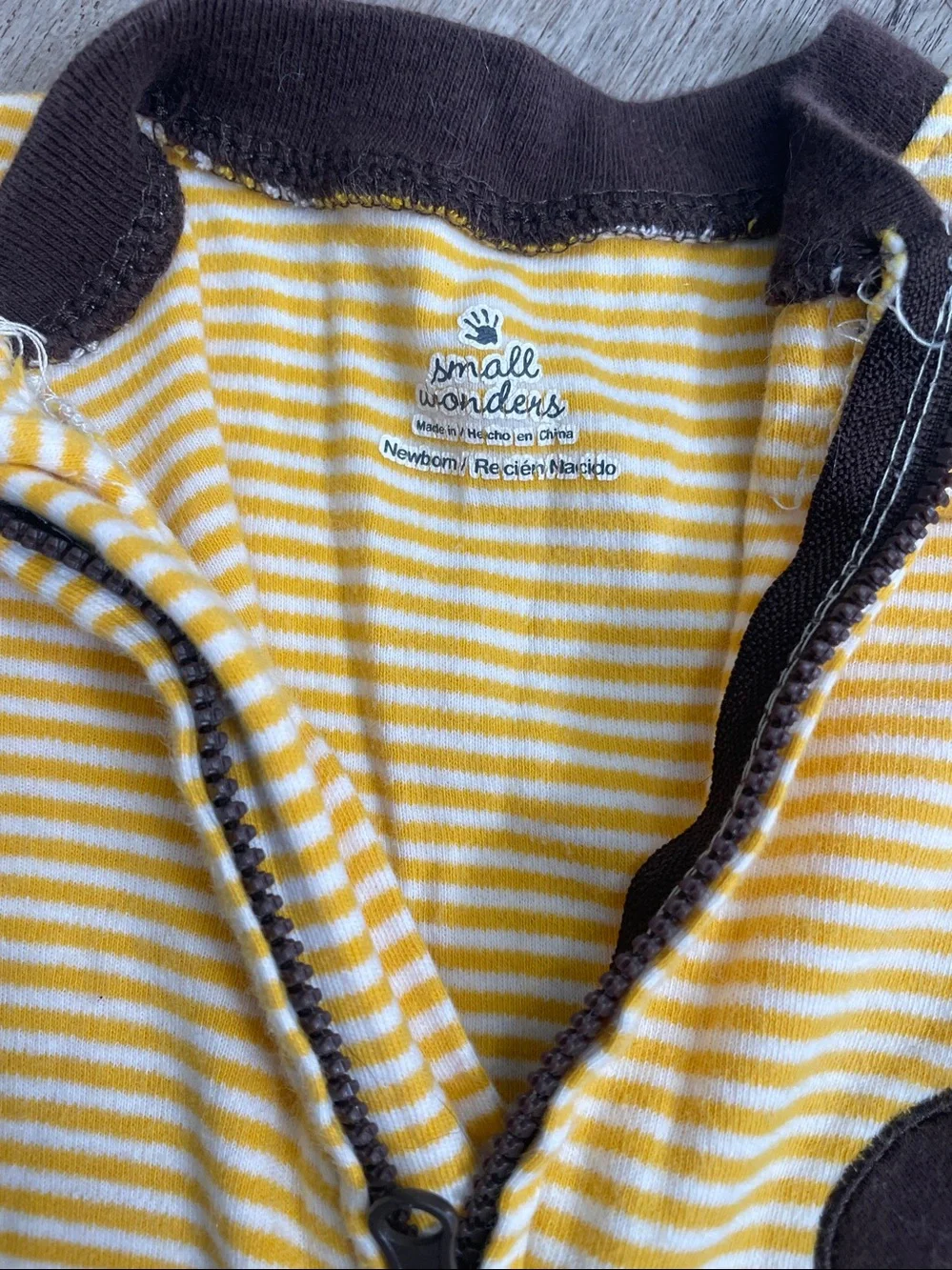 small wonders Yellow Striped Monkey Footed One-Piece